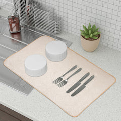 Heart Home Dish Dry Mat | Microfiber Self Drying Mat | Kitchen Drying Mat | Water Absorbent Kitchen Mat | Embossed Dish Dry Mat | 38x50 | Pack of 2 | Cream & Golden