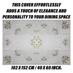 Heart Home Center Table Cover | PVC Table Cloth Cover | 4 Seater Table Cloth | Flower Almond Table Cover | Table Protector | Table Cover for Center Table | 40x60 Inch | Green