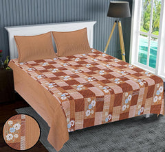 Kuber Industries Double Bedsheet (228 * 254 cm) | Cotton 120 TC Luxury Printed Soft & Lightweight Bedsheet for Double Bed with 2 Pillow Covers (Brown) | Stylish and Comfortable Bedding Set