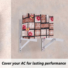 Heart Home Split AC Cover | PVC Floral AC Cover | Outdoor Condenser AC Cover | AC Cover for Indoor & Outdoor | AC Cover for Dust Protection | 1.5 Ton Ac Cover | Brown