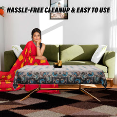 Kuber Industries Center Table Cover | Velvet Sparkle Table Cover | Blue Digital Flower Table Cover | Reusable Cloth Cover for Table Top | Table Protector Cover | 40x60 Inch | Gray