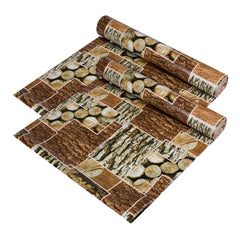 Heart Home Shelf Liner | Kitchen Cabinet Shelf Protector | Kitchen Liners for Cabinets and Drawers | Drawer Liner Mat | Stone Design Shelf Liner Roll | Cabinet Mat | 3 MTR | Pack of 2 | Brown