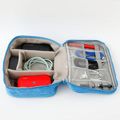 Homestic Travel Organizer For Electronic Accessories|Multipurpose Pouch|Adapter, Cable, Gadget Organizer|Two Comparment With Zipper|Great For Traveling (Blue)