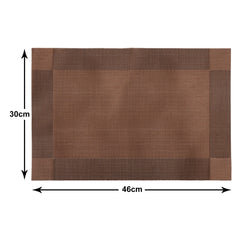 Heart Home Reversible Non-Slip Wipe Clean Heat Resistant PVC Placemats for Dining Table, Set of 6 (Brown)-50HH01319