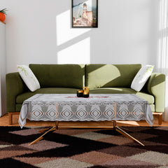 Kuber Industries Center Table Cover | Cotton Table Cloth Cover | 4-Seater Table Cloth | Glory Table Cover | Table Protector | Table Cover for Center Table | 40x60 Inch | CTC | White & Pink