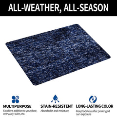 Kuber Industries Carpet | Shaggy Carpet for Living Room | Fluffy Door Mat | Lexus Home Decor Carpet & Door Mat Combo | Floor Carpet Rug & Door Mat Set | Set of 2 | Blue