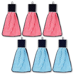 Heart Home Napkin | Washbasin Hanging Napkin | Kitchen Towel with Ties | Napkin for Kitchen | Zig Zag Napkin for Bathroom | Hand Towel for Kitchen | Pack of 6 | Multi