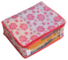 Kuber Industries 3 Piece Non Woven Saree Cover Set, Pink (NEWS01)