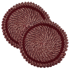 Kuber Industries Door Mat | Round Shape Feather Door Mat | Cotton Reversible Mat | Door Mat for Kitchen | Door Mat for Home | 20 Inch | Large | Pack of 2 | Maroon