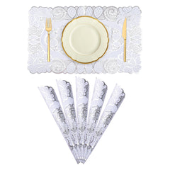 Heart Home Placemat | Placemats for Dining Room | Designer Table Mat Set | Placemats for Kitchen | Side Placemats | Table Placemat Set | Medium | 4 Piece Set | 14x20 | Silver