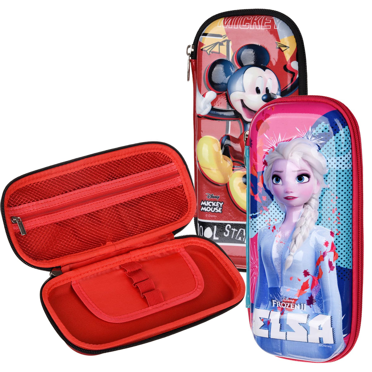 Kuber Industries Disney Pencil Pouch | School Pencil Case for Kids | Pen-Pencil Box for Kids | Geometry Box | Compass Box | School Stationery Supplies | Pack of 3 | Multicolor