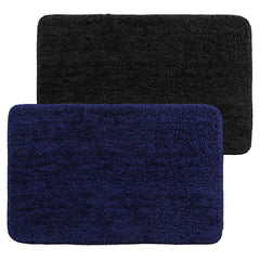 Kuber Industries Microfiber Doormats|Water Absorbant|Soaking Fluffy Velvet Floor mat|Entrance Mat for Kitchen,Bedside,Door,Living,Prayer Room,60x40 cm,Pack of 2 (Blue & Black)