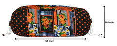 Heart Home Check Design Premium Cotton Bolster Covers, 16 x 30 inch, Set of 4 (Black)