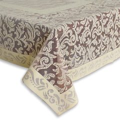 Heart Home Leaf Design Cotton 4 Seater Center Table Cover 60"x40" (Maroon)