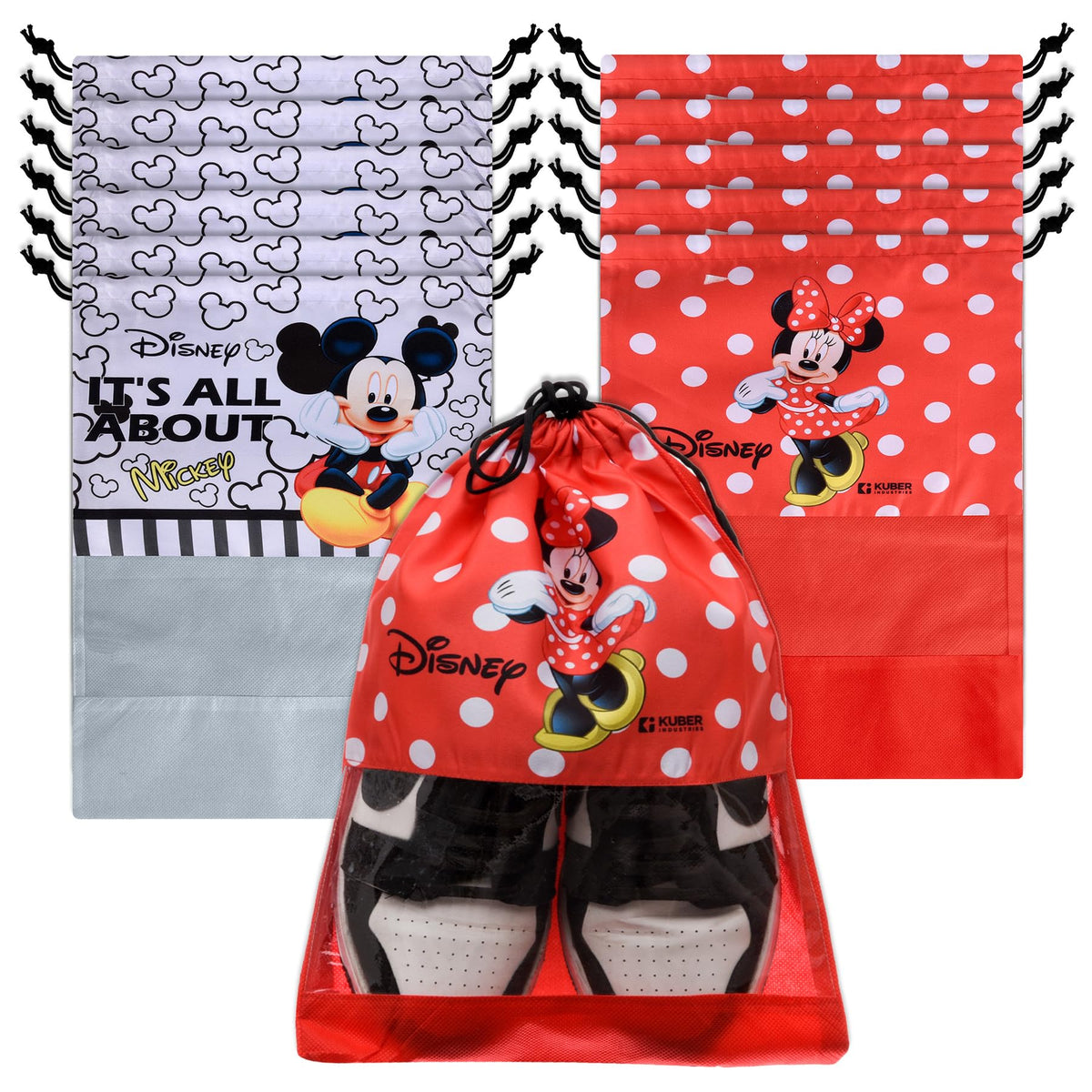 Heart Home Shoe Cover | Travel Shoe Storage Bags | Polyester Storage Bag | Drawstring Shoe Cover | Shoe Organizer with Clear window | Pack of 12 | Multi