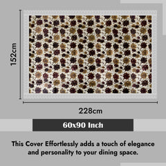 Kuber industries Dining Table Cover | PVC Table Cloth Cover | 6-Seater Table Cloth | Table Protector Cover | Table Cover for Dining Table | Brown New Flower Table Cover | 60x90 Inch | DTC | White