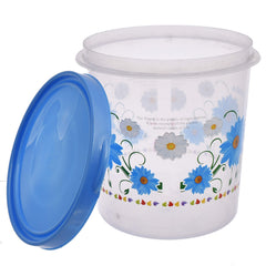 Kuber Industries Flower Print Plastic Multipurpose Kitchen Storage Container Set with Flexi Lid 10 LTR,7 LTR & 5 LTR(Set of 3,Blue)-KUBERMART531, Standard