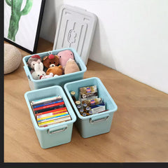Kuber Industries Rectangular Storage Box | Storage Box with Lid and Double Side Handles | Stackable Storage Box with Wheel | YN6258 | Blue