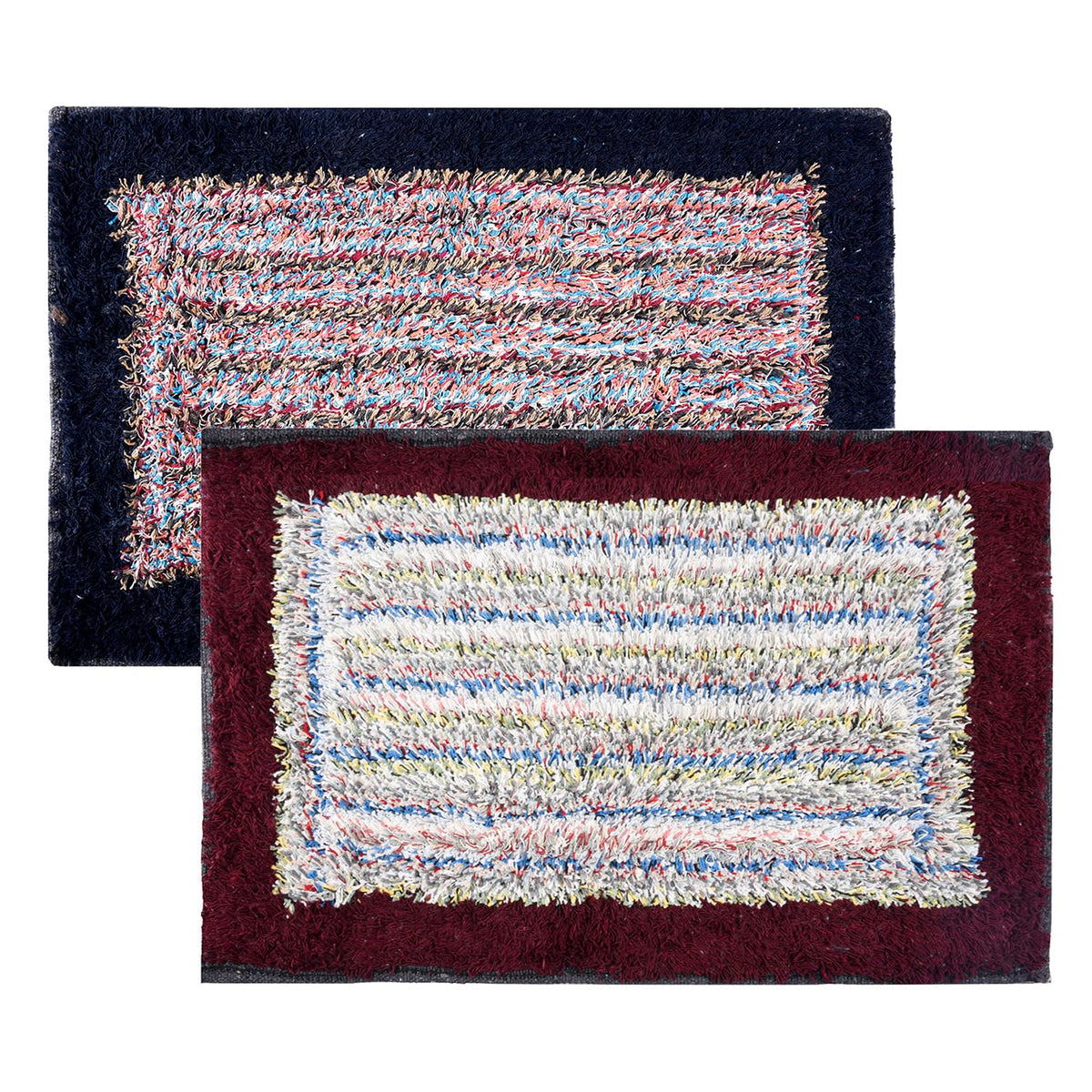 Kuber Industries Door Mat | Dust Trapper Mat | Door Entrance Mat | Anti-Skid Door Mat | Floor Mat for Home Entrance | Cotton Border Door Mat | Entryway Door Mat | Pack of 2 | Multi