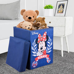 Heart Home Minnie Toy Storage Box | Laundry Basket for Toys | Folding Laundry Basket | Clothes Hamper with Lid & Handles | Storage Basket for Bathroom | 60 LTR | Navy Blue