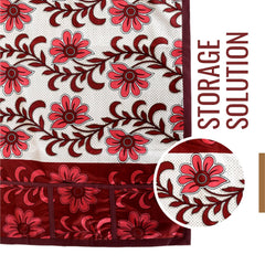 Kuber Industries Fridge Top Cover | Fridge Top Cover with Pockets | Refrigerator Top Cover for Kitchen | Fridge Top Cover with 6 Utility Pockets | Kniting Flower Fridge Cover | Pink