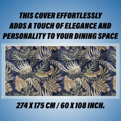 Kuber Industries Dining Table Cover | PVC Table Cloth Cover | 8 Seater Table Cloth | Green Leaf Table Cover | Table Protector | Table Cover for Dining Table | 60x108 Inch | DTC | Blue