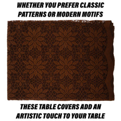 Kuber Industries Dining Table Cover | Cotton Table Cloth Cover | 6-Seater Table Cloth | Table Cover for Dining Table | Plain Jasmin Flower Table Cover | 60x90 Inch | DTC | Brown