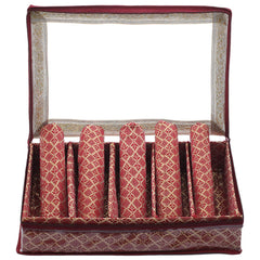 Heart Home Multipurpose Tribal Design Laminated 5 Rod Bangle Box/Organizer/Case With Tranasparent Top - Pack of 2 (Maroon)-47HH0523