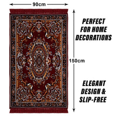 Kuber Industries Carpet | Velvet Floor Mat | Carpet for Hall | Carpet for Living Room | Carpet for Bedroom | Area Rug | Solid Prayer Mat |Heavy V.V Carpet | 3x5 Feet | Maroon