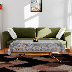 Kuber Industries Center Table Cover | Cotton Table Cloth Cover | 4-Seater Table Cloth | Self Gulmohar Vila Table Cover | Table Protector | Table Cover for Center Table | 40x60 Inch | White