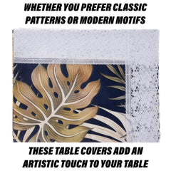 Kuber Industries Dining Table Cover | PVC Table Cloth Cover | 8 Seater Table Cloth | Green Leaf Table Cover | Table Protector | Table Cover for Dining Table | 60x108 Inch | DTC | Blue