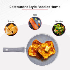 Kuber Industries Dosa Tawa Non Stick Pan with Revivted Handle | High Grade Aluminium Induction Non Stick Tawa Pan | Scratch Resistant, Gas Stove & Induction Compatiable | Grey