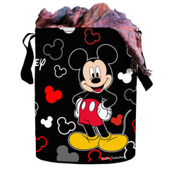 Heart Home Disney Print Waterproof Cotton Laundry Bag, Toy Storage, Laundry Basket Organizer 45 L (Black)- HEART4619