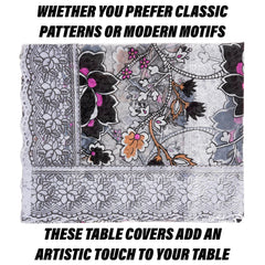 Heart Home Table Cover | PVC Dining Table Cover | Table Cloth | Center Table Cover | Table Cover for Kitchen Table | 3D Gulab Table Cover for Hall Décor | 54 Inch | Black