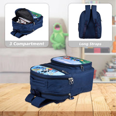 Heart Home Disney Hey Mickey School Bags | Kids School Bags | Student Bookbag | Travel Backpack | School Bag for Girls & Boys | School Bag with 4 Compartments | Navy Blue