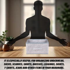 Kuber Industries Drawer Storage Box | Storage Bin for Clothes | Wardrobe Organizer for Books | Closet Box with Handle | Non-Woven Storage Box | Jute Printed Storage Box | Gray