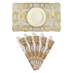 Heart Home Placemat | Placemats for Dining Room | Designer Table Mat Set | Placemats for Kitchen | Side Placemats | Table Placemat Set | Medium | 4 Piece Set | 14x20 | Golden