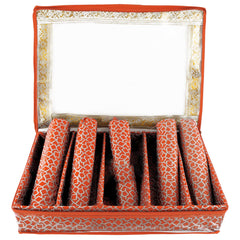 Heart Home Multipurpose Multi Saqare Design Laminated 5 Rod Bangle Box/Organizer/Case With Tranasparent Top (Orange)-47HH0329