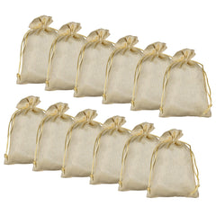Kuber Industries Potli|Jari Silk Wedding Potli|Drawstring Closure Potli|Wallet Potli|Christmas Gift Potli|Baby Shower Potli|Traditional Shagun Potli|7x9 Inch|Medium|Pack of 12|Cream