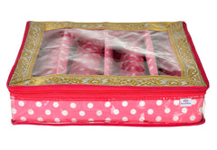 Heart Home Dot Printed Laminated 4 Rod Bangle, Chudi, Watches & Bracelet Box/Organizer With Transparent Top (Pink)-HS43HEARTH25541