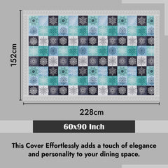 Kuber Industries Dining Table Cover | PVC Table Cloth Cover | 6-Seater Table Cloth | Table Protector Cover | Table Cover for Dining Table | Blue Star Table Cover | 60x90 Inch | DTC | Green