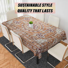 Heart Home Dining Table Cover | PVC Table Cloth Cover | 6 Seater Table Cloth | Table Protector | Table Cover for Dining Table | Passion Flower | 60x90 Inch | DTC | Golden