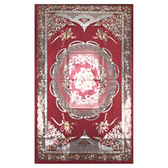 Kuber Industries Center Table Cover|Luxurious Designer Flower Pattern PVC Tablecloth|Slip Resistant Protector Table Top Cover, 40x60 Inch (Maroon)