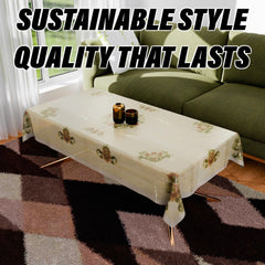 Kuber Industries Center Table Cover | PVC Table Cloth Cover | 4 Seater Table Cloth | Flower Almond Table Cover | Table Protector | Table Cover for Center Table | 40x60 Inch | Cream