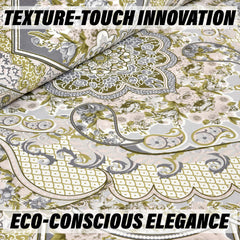 Kuber Industries Double Bedsheet with 2 Pillow Covers | 186 TC Premium Cotton Bedsheet for Double Bed | Bedsheet for Living Room-Home & Hotels | Arabic Beauty Flower Square | 100x108 Inch | Gray