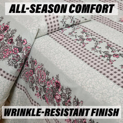 Kuber Industries Double Bedsheet with 2 Pillow Covers | 160 TC Premium Cotton Bedsheet for Double Bed | Bedsheet for Living Room-Home & Hotels | Spain Flower Lining | 100x108 Inch | Green