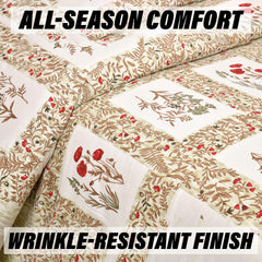 Heart Home Double Bedsheet with 2 Pillow Covers | 160 TC Premium Cotton Bedsheet for Double Bed | Bedsheet for Living Room-Home & Hotels | Dezier Check Flower | 90x108 Inch | Parrot Green