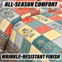 Kuber Industries Double Bedsheet with 2 Pillow Covers | 160 TC Premium Cotton Bedsheet for Double Bed | Bedsheet for Living Room-Home & Hotels | Candy Flower | 100x108 Inch | Green & Yellow