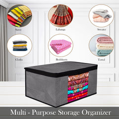 Heart Home Saree Cover & Blouse Cover Set | Saree & Blouse Organizer Combo Set | 2 Pieces Blouse & 2 Pieces Saree Cover Set | Zipper Closure | Lining-Design | Set of 4 | Gray