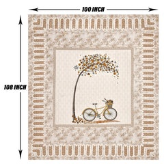 Kuber Industries Double Bedsheet with 2 Pillow Covers | 160 TC Premium Cotton Bedsheet for Double Bed | Bedsheet for Living Room-Home & Hotels | Photo Frame Cycle | 100x108 Inch | Brown